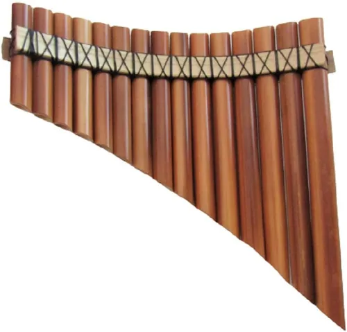 Vista 3 de Pan Flute 15 tubos sintonizables de bambú natural de Perú estuche incluido (marrón)
