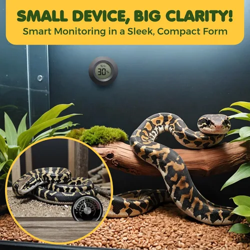 Vista 5 de SunGrow Termómetro de reptiles con higrómetro con pantalla digital, temperatura precisa, medidor de humedad para tanques de serpientes y lagartos
