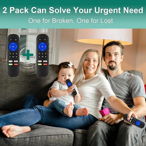 Vista 3 de Paquete de 2 controles remotos IR únicamente para TV con Roku integrado