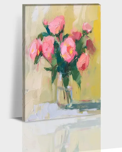 Vista 16 de Hzddty Lienzo de flores rojas de amapola para pared, pintura floral abstracta para paredes, imágenes de flores con estampado floral, decoración