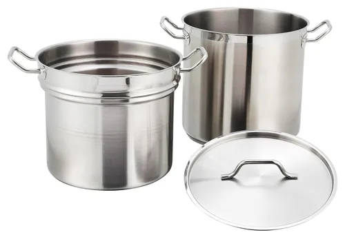 Vista 2 de Winco 8 qt Stainless Steel Double Boiler with Cover