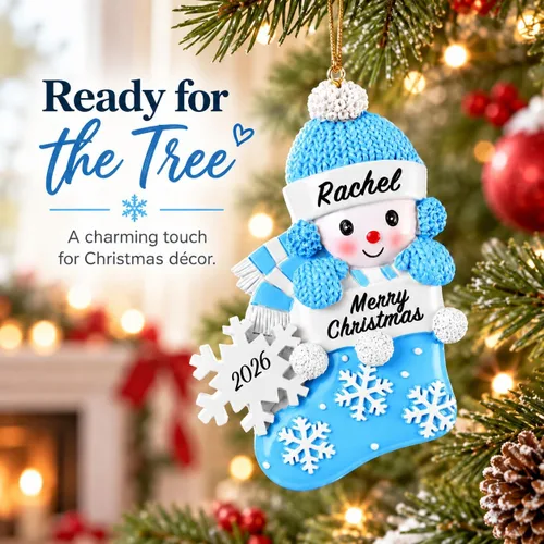 Vista 6 de Bemaystar 2025 Adornos Personalizados de Primer Navidad del Bebé - Adornos de Navidad de Resina Hechos a Mano con Nombre y Año - Adornos de Navidad