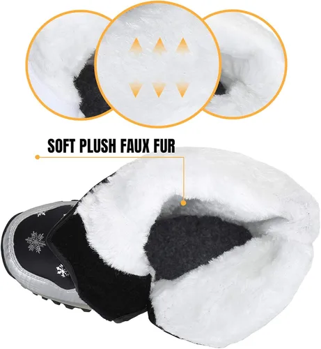 Vista 5 de Mishansha - Botas de nieve para niñas, niños niños pequeños niños grandes invierno, cálidas, impermeables, antideslizantes, anti colisión, corte