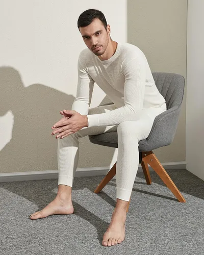 Vista 5 de LAPASA Men's Thermal Underwear Set Cotton Waffle Top Long Sleeve Long Johns Base Layer Shirt & Bottom Cold Weather M60