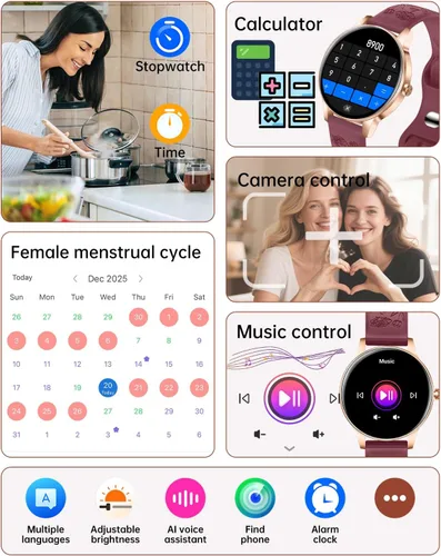 Vista 6 de Reloj inteligente para mujer (respuesta/hacer llamadas), reloj de seguimiento de actividad física de 1.27 pulgadas con más de 130 modos deportivos