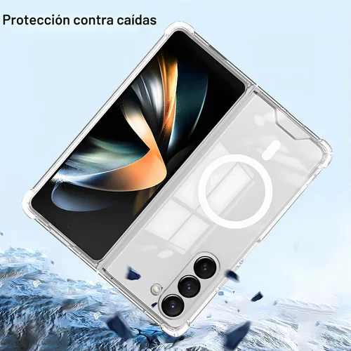 Vista 2 de Funda magnética transparente para Samsung Galaxy Z Fold 5, compatible con MagSafe