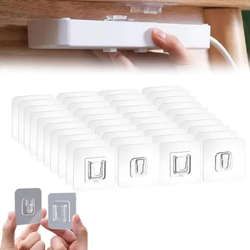 Vista 9 de Ganchos de pared adhesivos transparentes de doble cara, ganchos de pared adhesivos transparentes de doble cara, autoadhesivos sin uñas, sin daños
