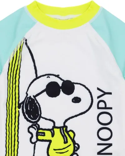 Vista 4 de Peanuts Snoopy - Conjunto de traje de baño para niños Camiseta y pantalones cortos azules de 2 piezas para niños, paquete de natación todo en uno