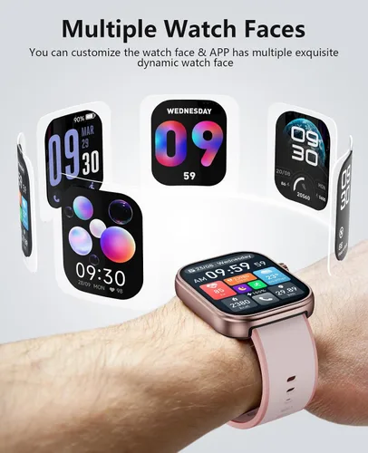 Vista 9 de Reloj inteligente para mujer, monitor de presión arterial, frecuencia cardíaca, oxígeno en sangre, sueño, rastreador de actividad impermeable 3ATM