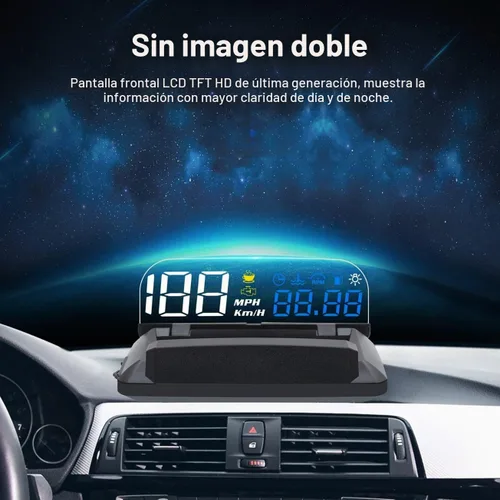 Vista 3 de KAOLALI Pantalla de Visualización de Cabeza para Coche HUD Velocímetro Odómetro OBD2 HD 3D Reflejo Pantalla Multifunción Alarma de Exceso