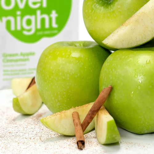 Vista 5 de Oats Overnight - Manzana verde canela - Batido alto en proteínas, bajo en azúcar para desayuno, sin gluten, alta fibra, avena sin OMG