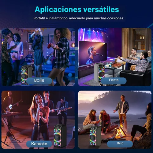 Vista 8 de Altavoz Bluetooth, potente sonido estéreo de 160 W de pico, graves profundos, inalámbrico, boombox portátil grande, altavoces de fiesta