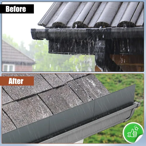 Vista 5 de BJADE'S Gutter Valley - Protector contra salpicaduras, 4 unidades de aluminio para techos rectos, planos, esquinas, 10 pulgadas cada uno