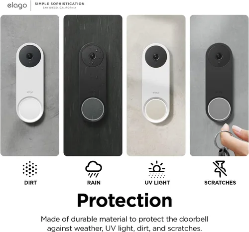 Vista 3 de elago Funda de silicona compatible con Google Nest Hello Video Doorbell (cableado, 2ª y 3ª generación), resistente a la intemperie y a los rayos UV