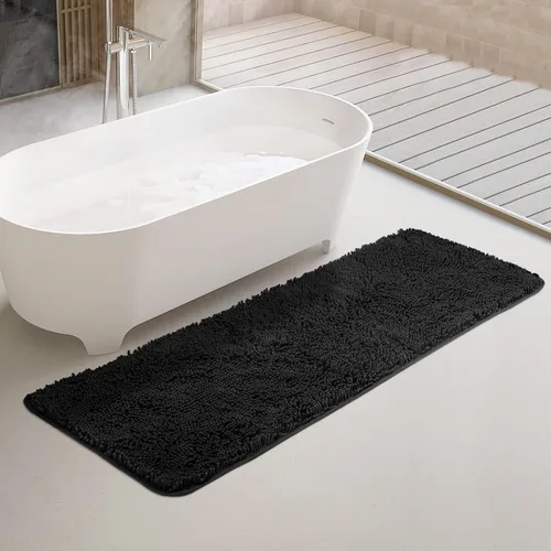 Vista 233 de Yeaban Alfombra de pasillo de baño de 24 x 72 pulgadas, antideslizante, alfombra de baño larga de felpilla gruesa, absorbente y lavable, alfombra