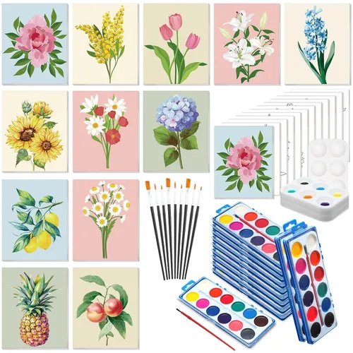 Vista 8 de Ctosree 12 juegos de lienzo predibujado para pintar adultos, kit de sorbo y pintura, lienzo preimpreso a granel para Pascua, Día de la Madre