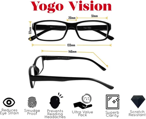 Vista 3 de Yogo Vision 6-Pack Reading Glasses for Men and Women – Readers in 4 Frame