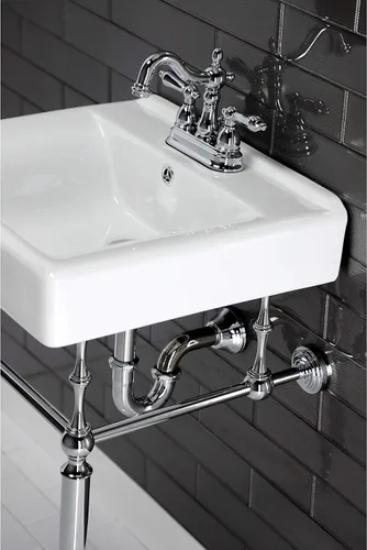 Vista 6 de Kingston Brass KB1601AL Heritage - Grifo de lavabo central de 4 pulgadas con manija de palanca de metal, cromo pulido