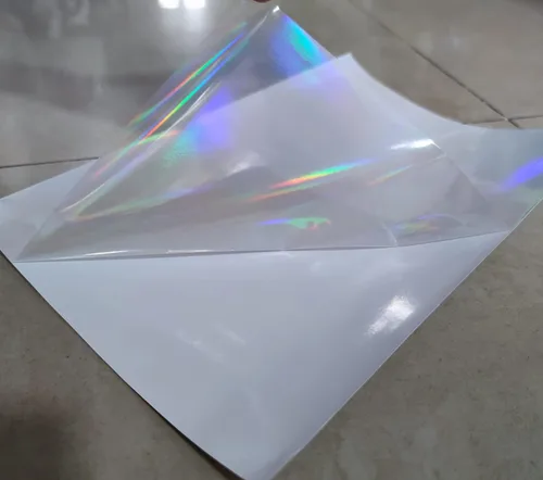 Vista 2 de 25 hojas tamaño A4 de lámina laminadora holográfica transparente en frío, superposición premium, láminas autoadhesivas