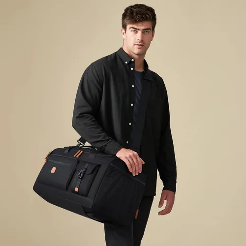 Vista 9 de Bolsa de gimnasio para hombres y mujeres con compartimento para zapatos y laptop, bolsa de viaje deportiva 3 en 1, mochila antirrobo para avión