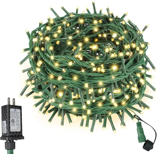 Vista 12 de Luces de cuerda de Halloween de 100 LED, 33 pies, luces titilantes naranjas y moradas con 8 modos, impermeables para decoración de fiesta