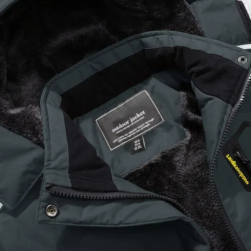 Vista 3 de MAGCOMSEN - Chaqueta de invierno para hombre, impermeable, abrigada, con forro polar y múltiples bolsillos