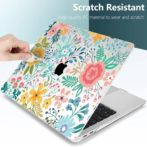 Vista 4 de TWOLSKOO Funda para MacBook Air de 13,3 pulgadas (versión antigua 2018-2021, modelos: M1 A2337, A2179, A1932) - Carcasa rígida con protector de Flor