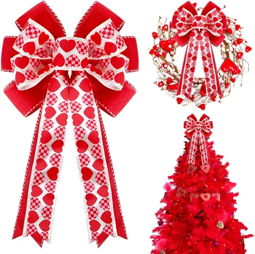 Vista 8 de Paquete de 2 lazos decorativos para corona del 4 de julio, lazos para decoración de árbol patriótico, Día de la Independencia, Día de los Caídos