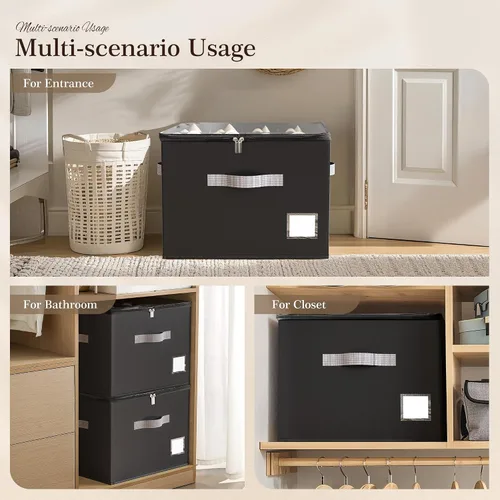 Vista 6 de Criusia Organizador de zapatos para armario, organizador plegable de almacenamiento de zapatos con cubierta transparente y asas resistentes, se