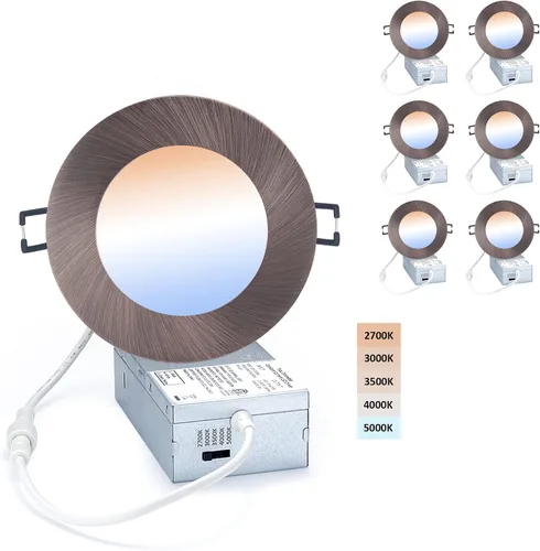 Vista 10 de POPANU Iluminación LED empotrable prémium de 4 pulgadas, 5 CCT, ajustable, regulable, empotrable, lámpara de techo con caja de conexiones