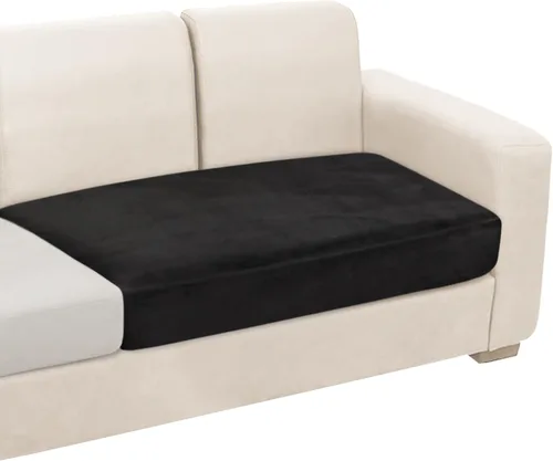 Vista 52 de NAISI Fundas de cojín de sofá de terciopelo elásticas de 1 pieza, fundas de asiento de sofá o respaldo, fundas suaves individuales para sofá Beige