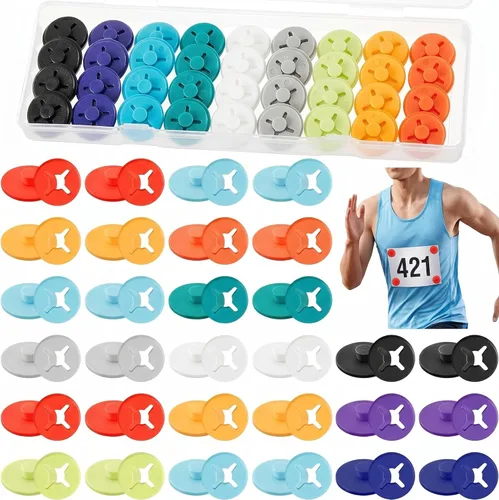 Vista 12 de Juexica Clips de babero para correr, sistema de fijación de hebilla de número de carrera, soporte de sujetador de maratón para eventos de campo