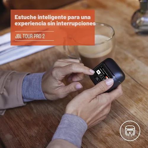 Vista 6 de JBL Tour Pro 2 - Auriculares inalámbricos con cancelación de ruido con estuche de carga inteligente, llamadas perfectas con 6 micrófonos con control