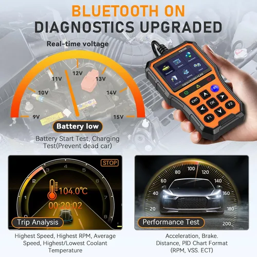 Vista 6 de AMTIFO Herramienta de diagnóstico Bluetooth del escáner OBD2, compatible con iOS/Android, datos en tiempo real, probador de batería, Plug and Play