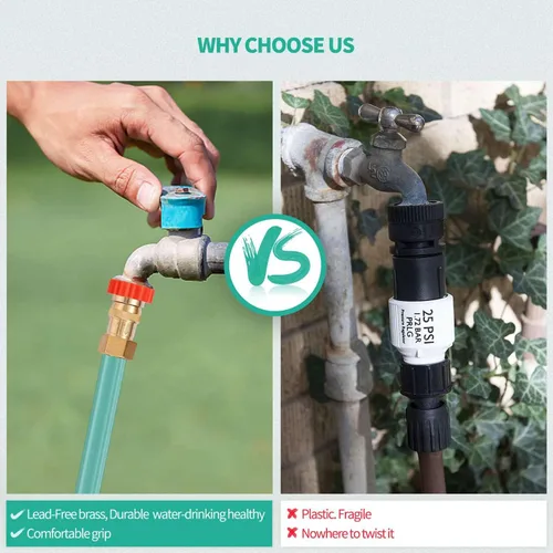 Vista 4 de Regulador reductor de presión de agua en línea de riego por goteo de latón LF 20 ~ 30PSI - Protege el sistema de goteo del agua del grifo de alta