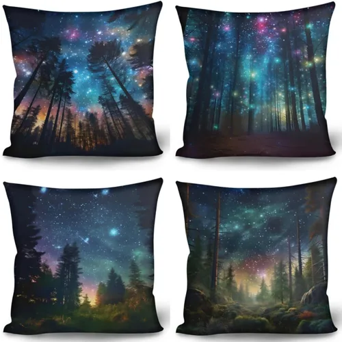 Vista 11 de GLUDEAR Juego de 4 fundas de almohada decorativas de 18 x 18 pulgadas, fundas modernas para dormitorio, sofá, sala de estar, decoración del hogar