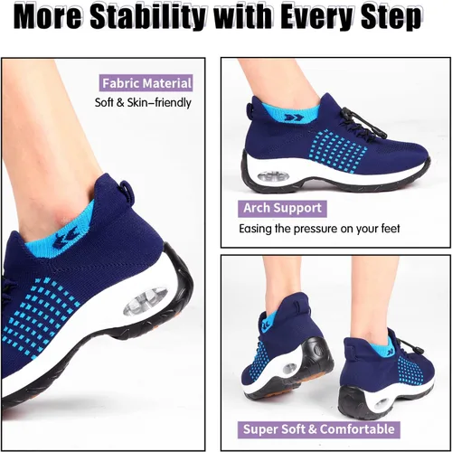 Vista 6 de STUNAHOME Zapatillas Ortopédicas Transpirables para Mujer Zapatos para Caminar Sin Cordones Zapatillas de Entrenamiento Cómodas Casuales para Mujer