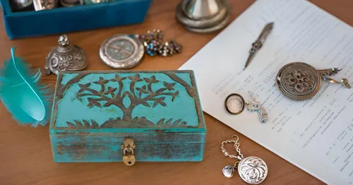 Vista 6 de Gran idea de regalo de cumpleaños, caja de joyería decorativa hecha a mano de madera para tallar el árbol de la vida, cerradura y llave, organizador