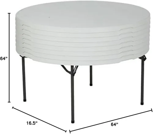 Vista 3 de LIFETIME 480435 Mesa plegable redonda comercial (paquete de 4), 5 pies, almendra