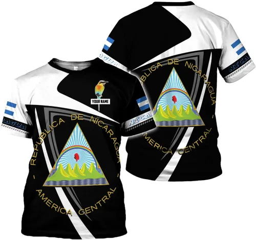 Vista 2 de Rivelus - Camisa personalizada de Nicaragua 3D, camisas con la bandera de Nicaragua, camisetas nicaragüenses, camisetas unisex para hombres y mujeres