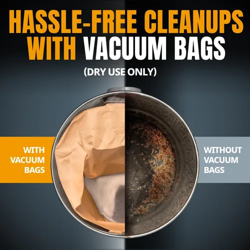 Vista 6 de POWERTEC DXVA19-4104 Shop Vac Bags 5PK para aspiradoras Dewalt de 5-8 galones en húmedo/seco DXV05P-QT, DXV05S-QT, DXV06P-QT, DXV06PL, DXV08SA