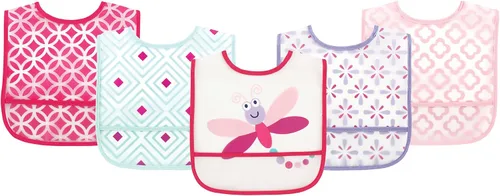 Vista 6 de Luvable Friends Baberos PEVA impermeables unisex para bebés Flamenco