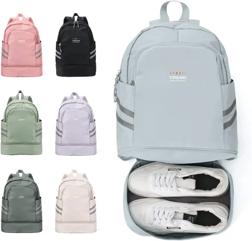 Vista 30 de coofay Mochila de gimnasio para mujer, bolsa de gimnasio con compartimento beige (A-Beige)