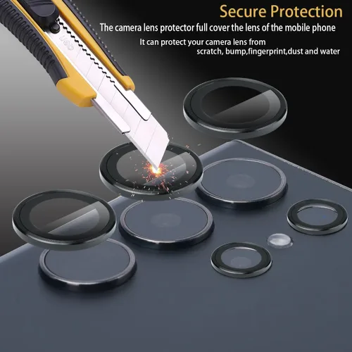 Vista 3 de Protector de lente de cámara para Samsung Galaxy S23 Ultra, anillo de aleación de aluminio, protector de lente de vidrio templado, funda decorativa