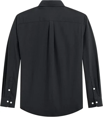 Vista 3 de Camisas Oxford para hombre, estilo casual, con cuello abotonado, manga larga, ajuste regular, suave, para negocios, con bolsillo