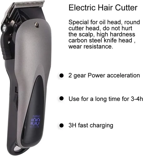 Vista 7 de LED Adjustable Hair Clipper Trimmer Electric Barber Hair Cutter with USB Charging for Men Women Professional Styling Black