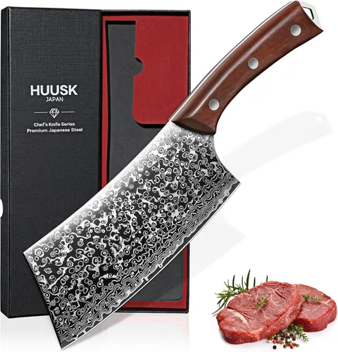 Vista 10 de Huusk - Juego de 3 cuchillos japoneses para cortar carne, juegos de cuchillos vikingos forjados a mano con cuchillo de carne, juegos de cuchillos