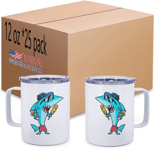 Vista 7 de Taza de café de acero inoxidable aislada por sublimación de 12 onzas con tapa, paquete de 1 unidad, taza de café de viaje al vacío de doble pared