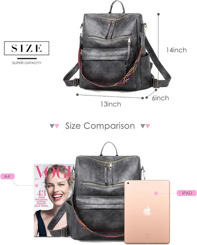 Vista 3 de Tom Clovers Mochila de cuero para mujer bolsa de moda casual para mujeres y niñas