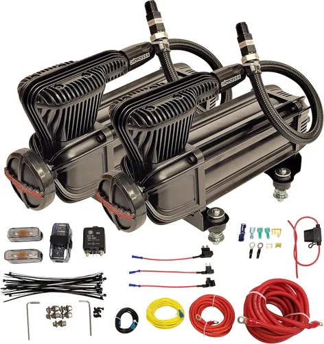Vista 2 de Compresores de aire Black X-Series Paquete doble, kit de cableado y tanque de aire de aluminio de 5 galones (90/120)